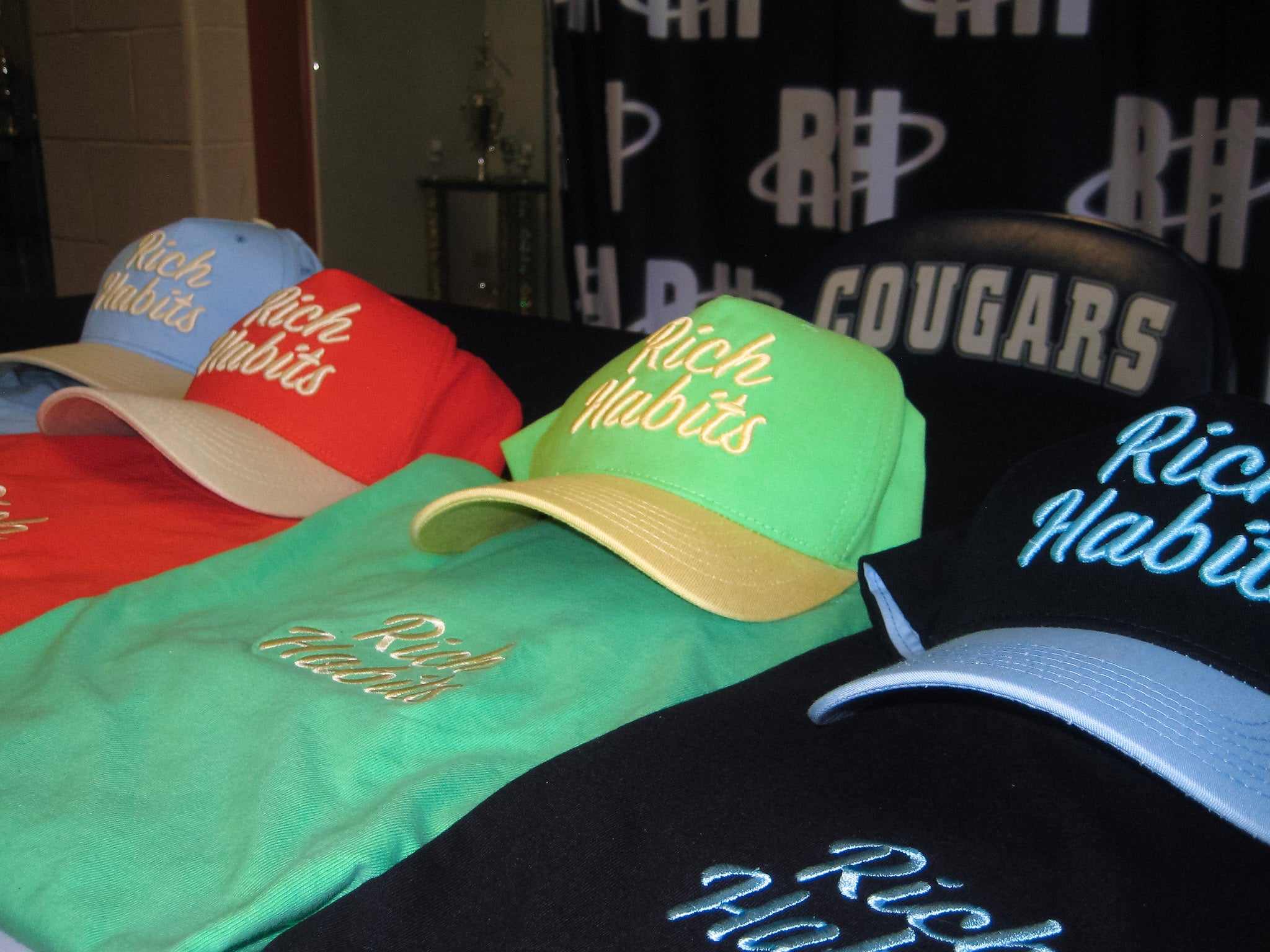 Rich Habits merchandise display