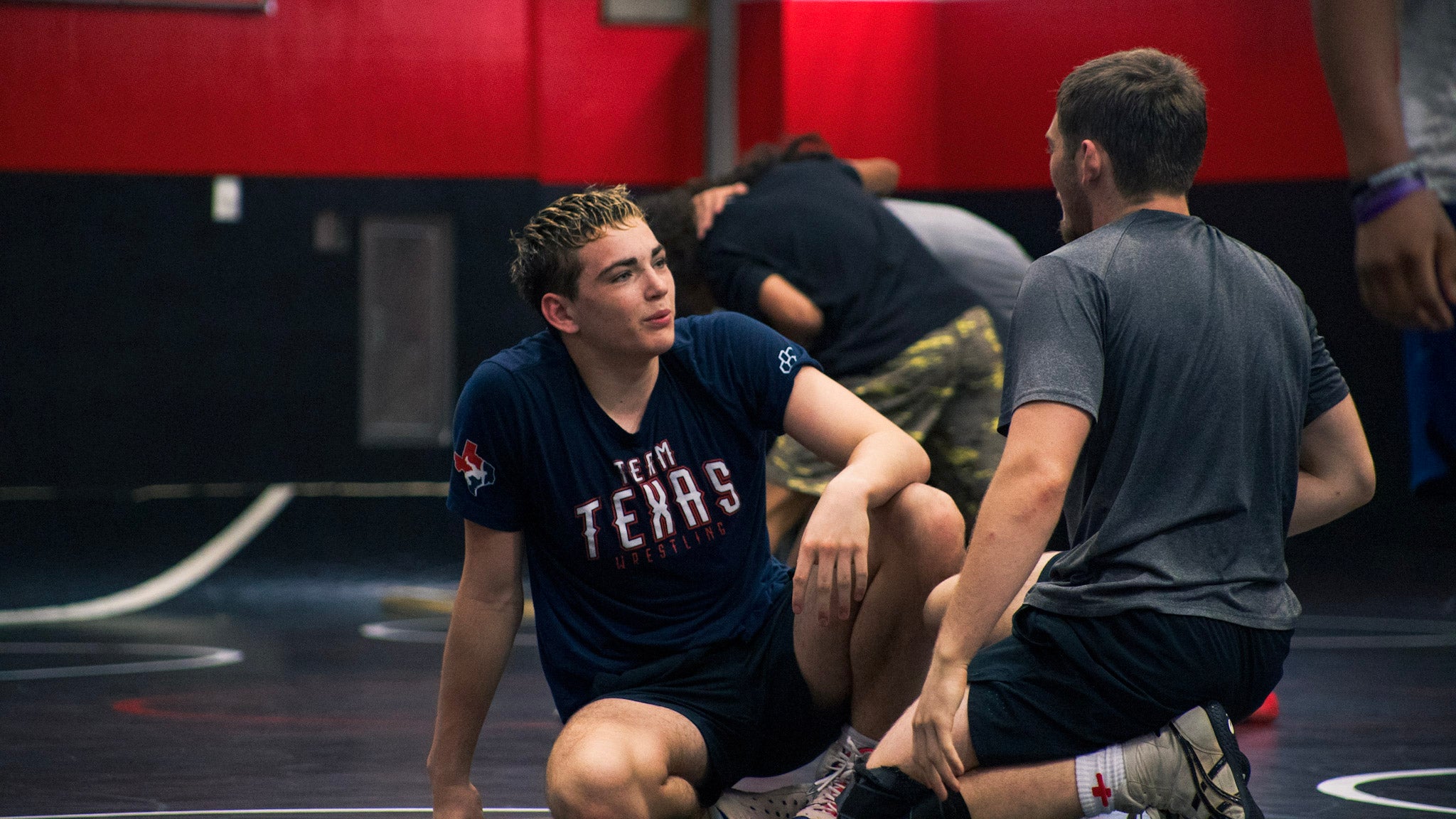 Camper and coach candid moment